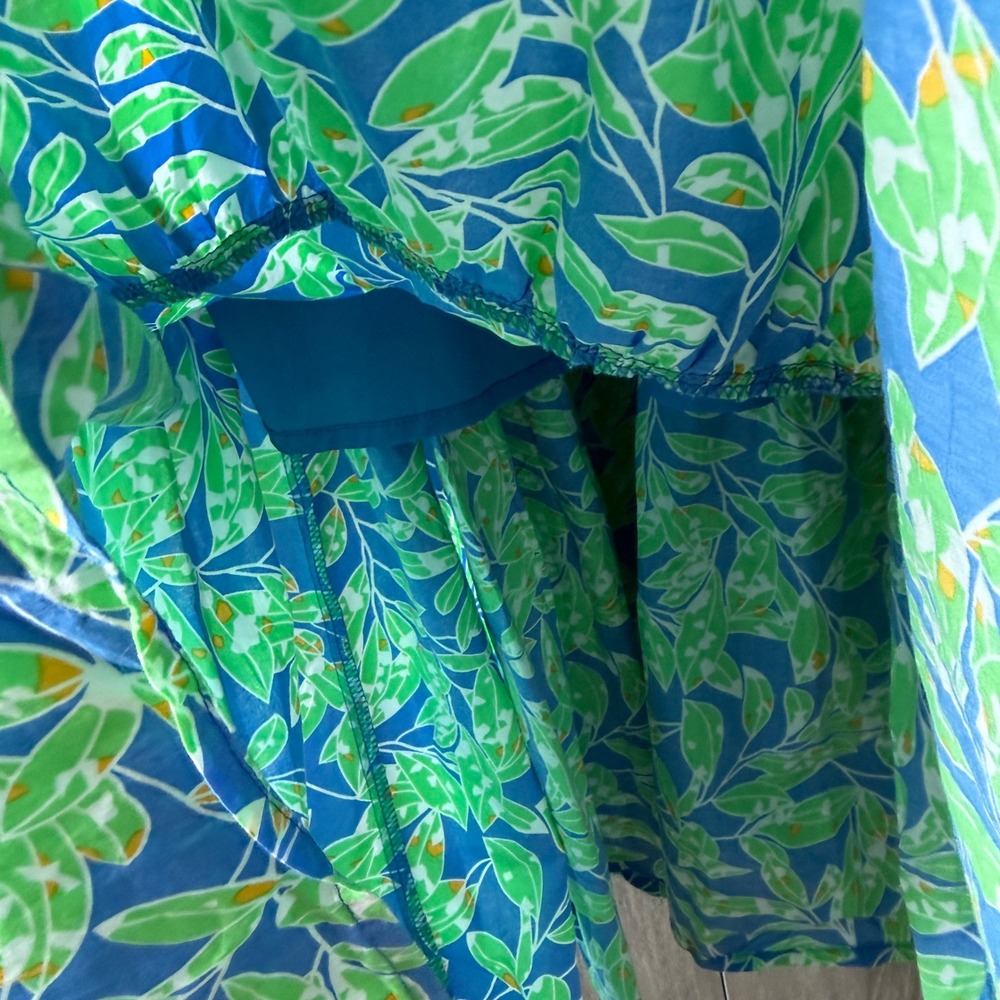 THML Dress Womens Small Blue Green Floral Tiered Midi Boho Cotton Summer Preppy - Picture 5 of 6